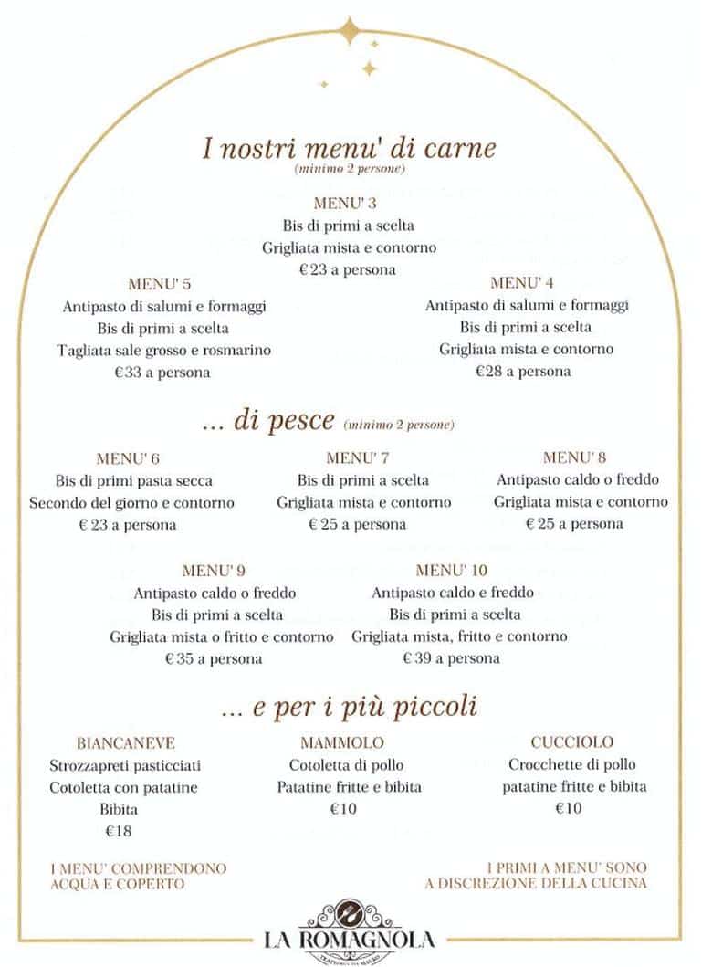 Menù del giorno — La Romagnola
