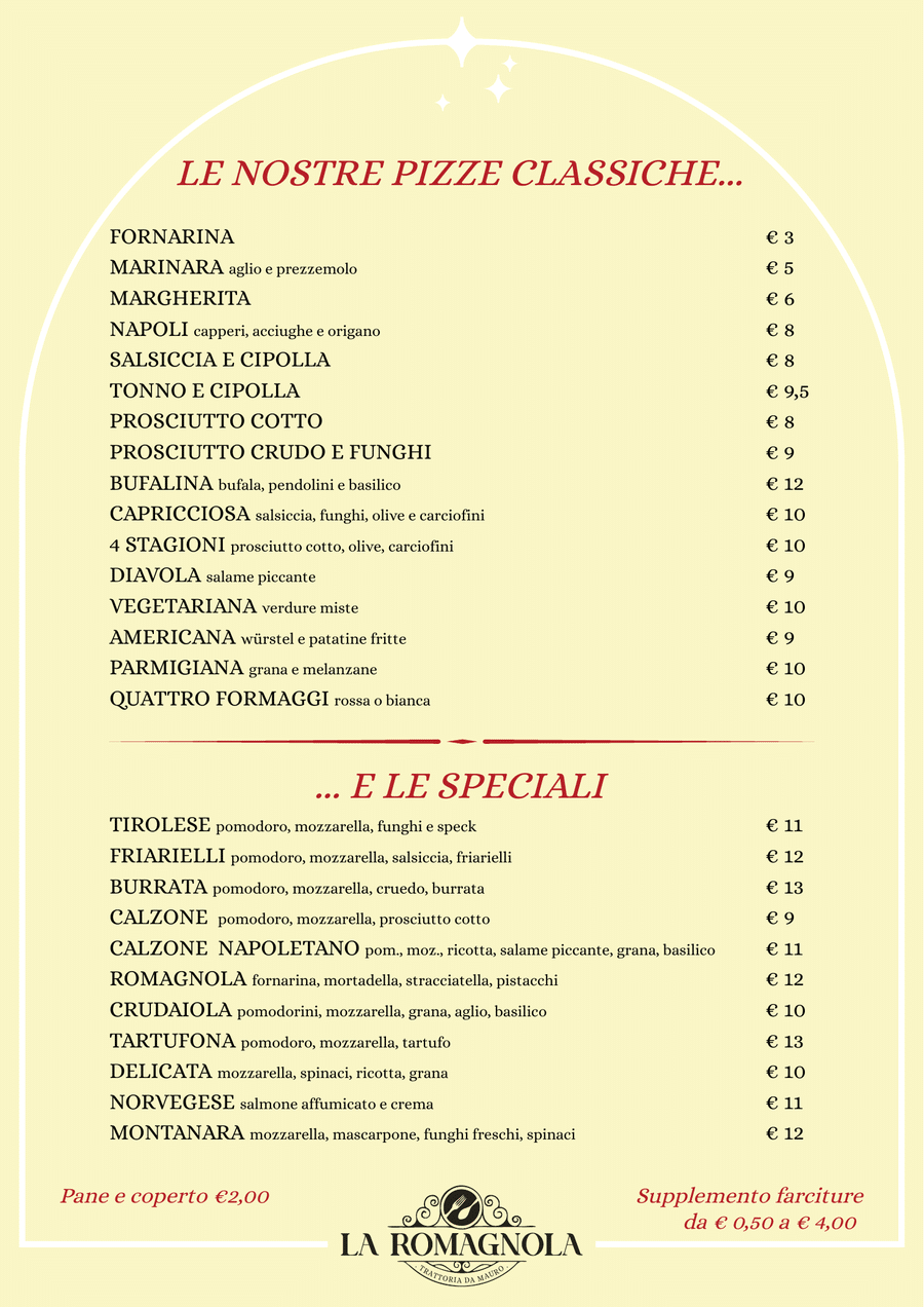 Le nostre pizze — La Romagnola